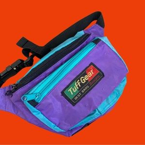 Vintage 90s TuffGear color block blue, purple and black Fanny pack 🔥
